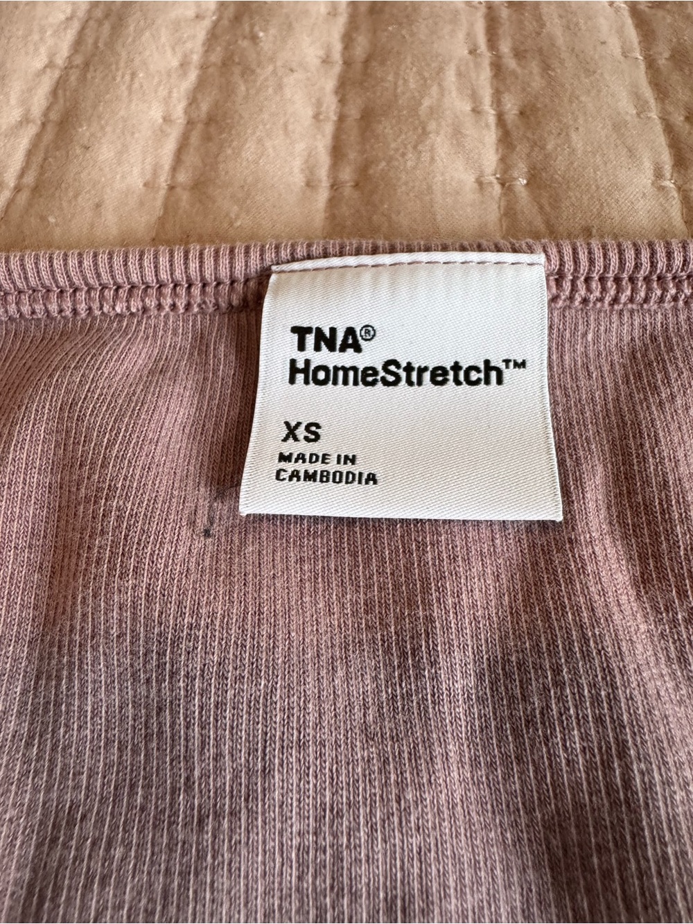 TNA Ribbed Long Sleeve Square Neck Top - Dusty Mauve - Picture 3 of 3